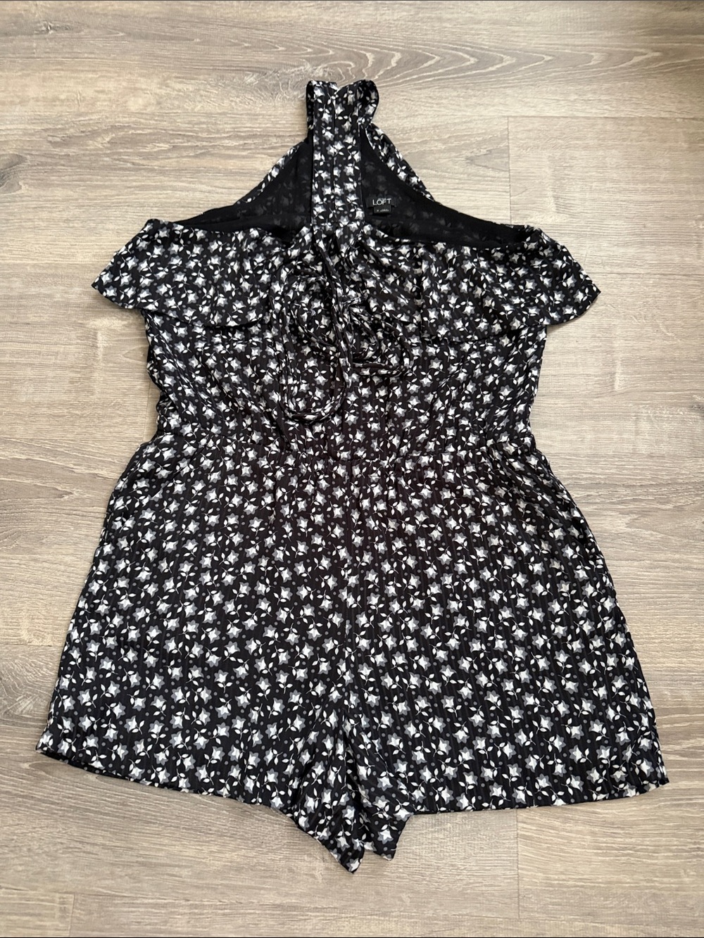 LOFT Black and White Floral Halter women One-Piece Romper